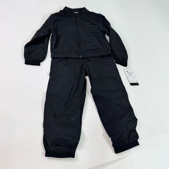 Nike Air Pant Set Boys Small 5 Two Piece Jogger Set Black Full Zip Swoosh - Picture 3 of 7
